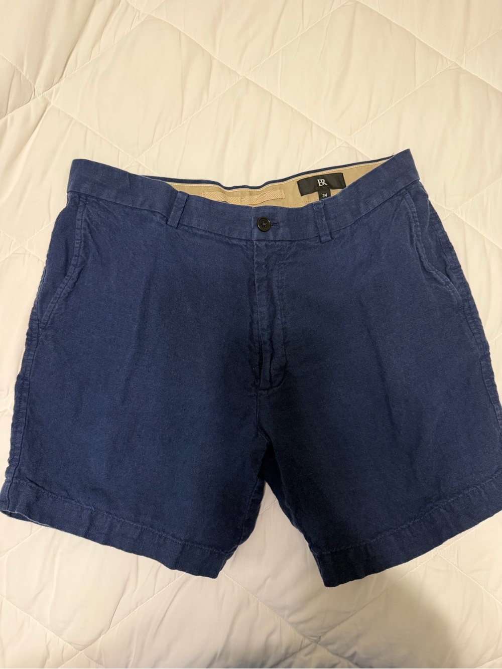 Banana Republic Navy Men's Linen-Blend Flat Front Shorts